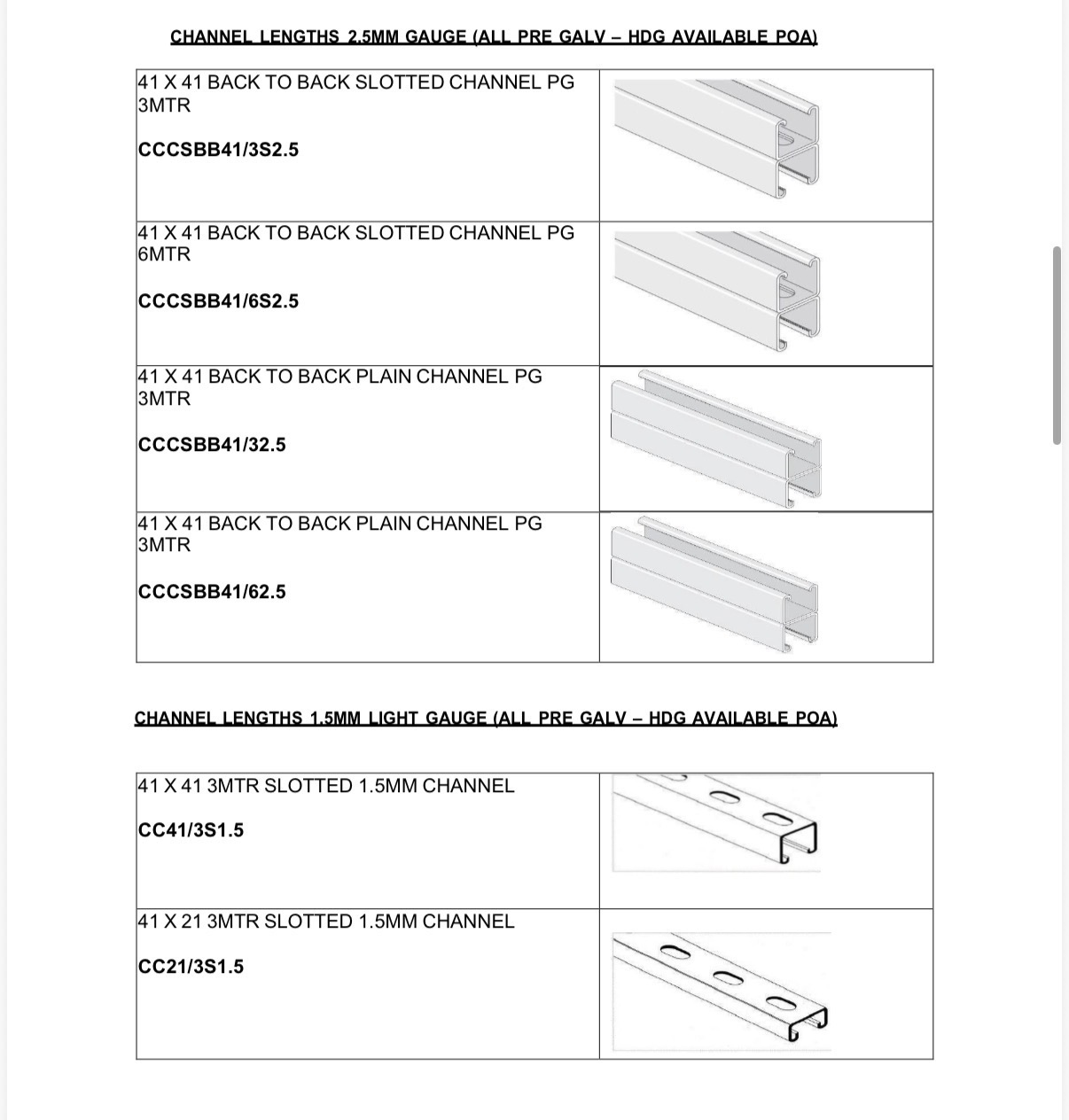 Steel Channel & Strut catalogue panel 2